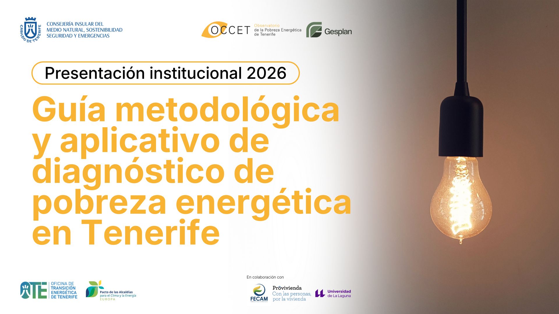 Presentación Institucional de la Guía Metodológica y el Aplicativo para el diagnóstico municipal de la Pobreza Energética en Tenerife