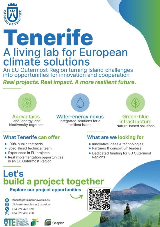 El Cabildo posiciona a Tenerife en Bruselas como territorio demostrador de resiliencia climática e innovación verde