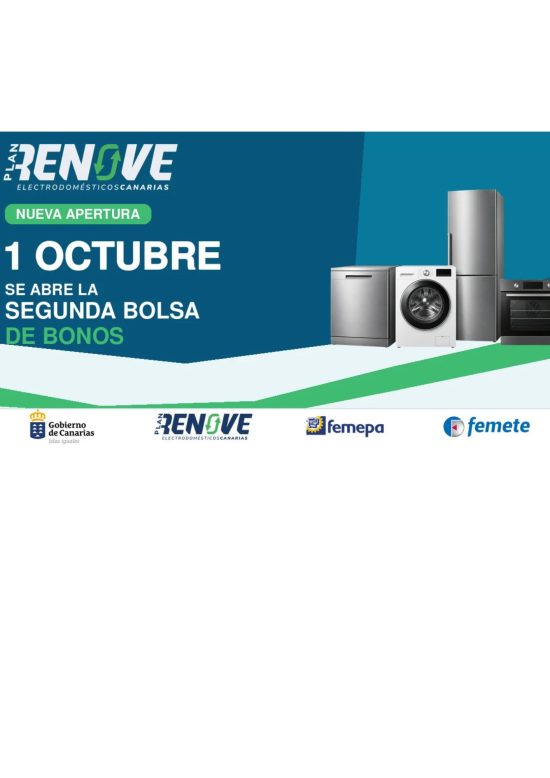El Gobierno lanza una nueva remesa de bonos del Plan Renove de Electrodomésticos para el 1 de octubre